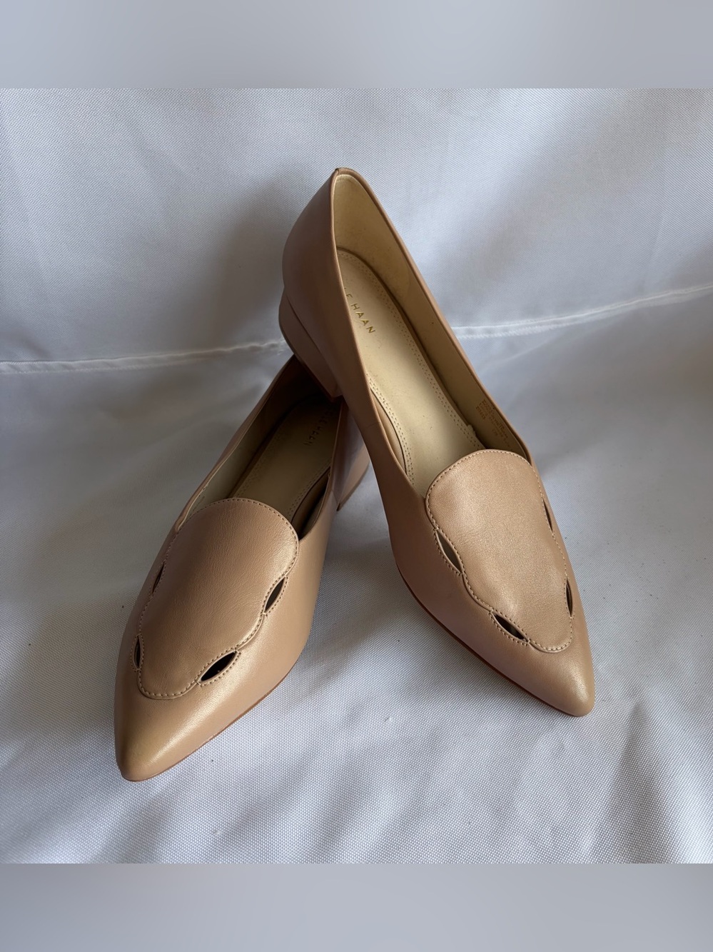 Cole Haan Blush Tan Pointed-Toe Leather Loafers